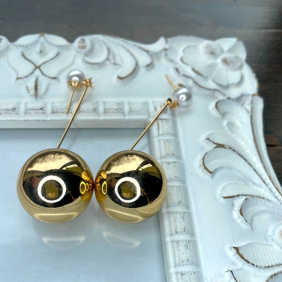 New ~ Gold Glass Bubbles Earrings - Picture 2 of 7